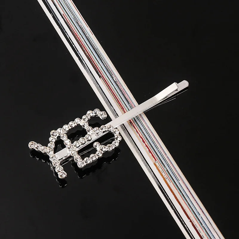 Fashion Rhinestone Letter Hair Clips