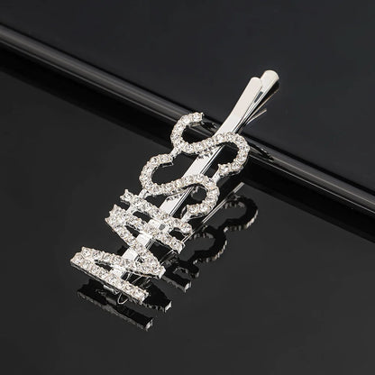 Fashion Rhinestone Letter Hair Clips