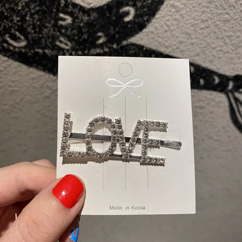 Fashion Rhinestone Letter Hair Clips