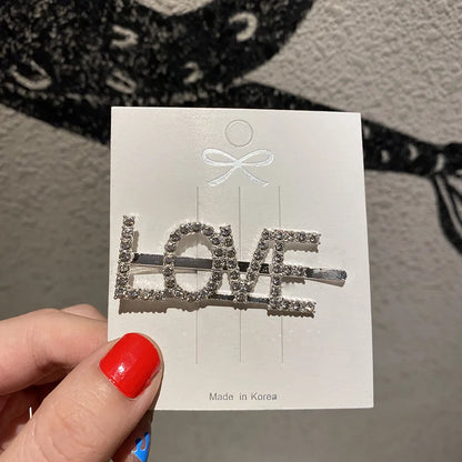 Fashion Rhinestone Letter Hair Clips