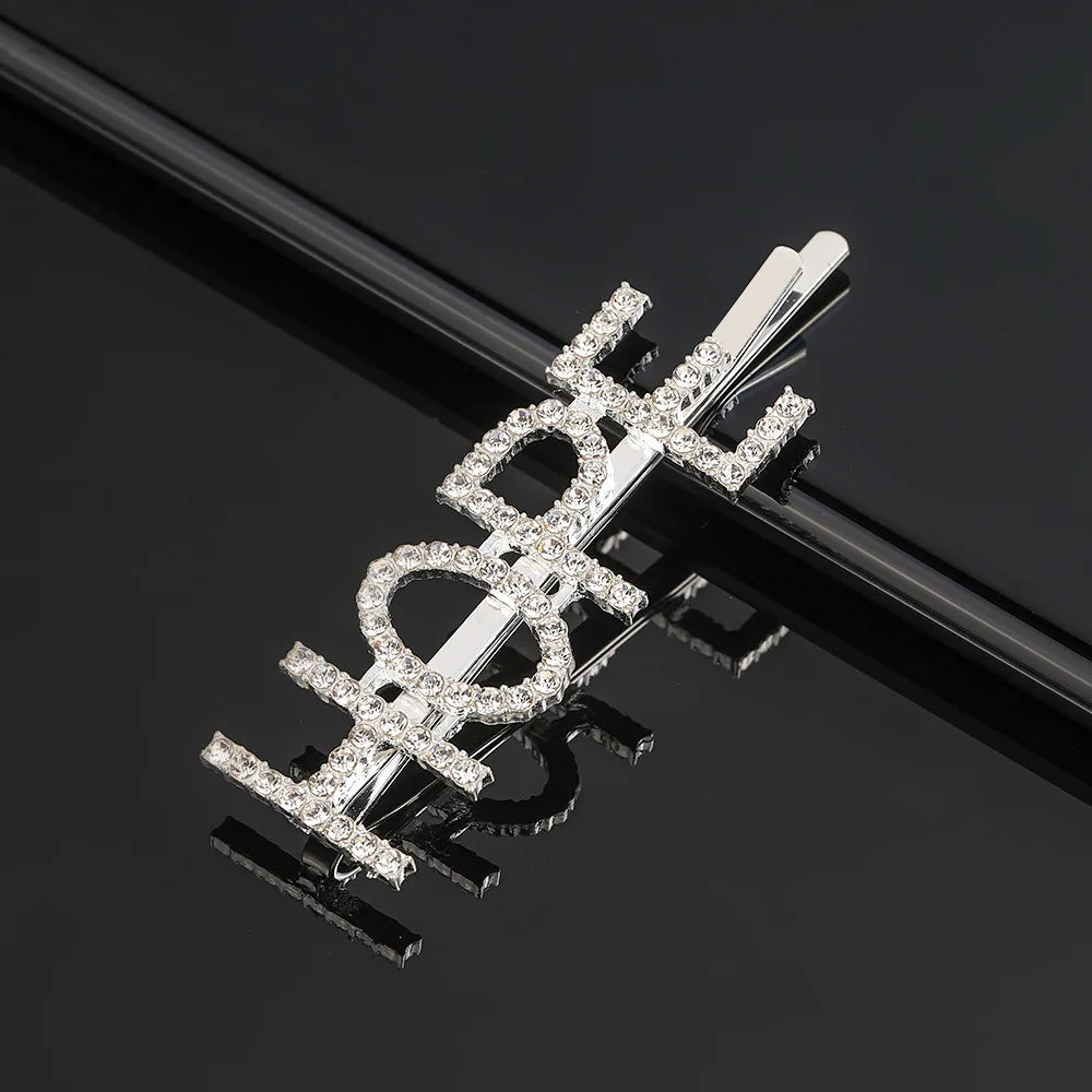 Fashion Rhinestone Letter Hair Clips