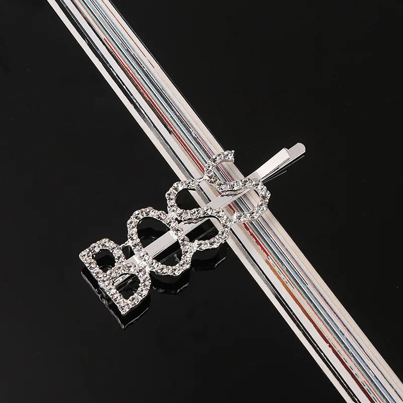 Fashion Rhinestone Letter Hair Clips