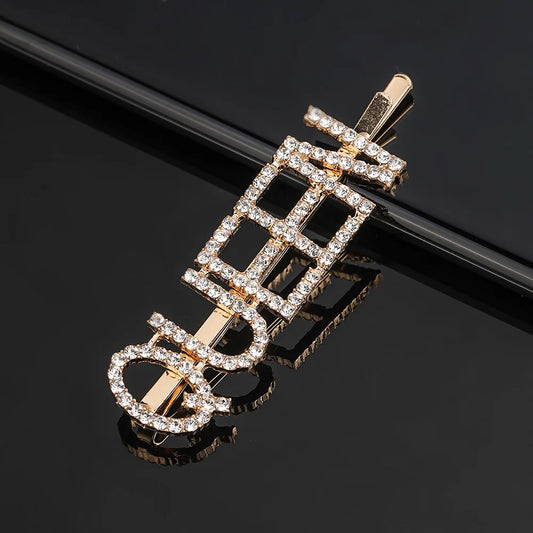 Fashion Rhinestone Letter Hair Clips