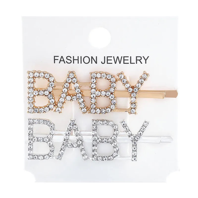 Fashion Rhinestone Letter Hair Clips