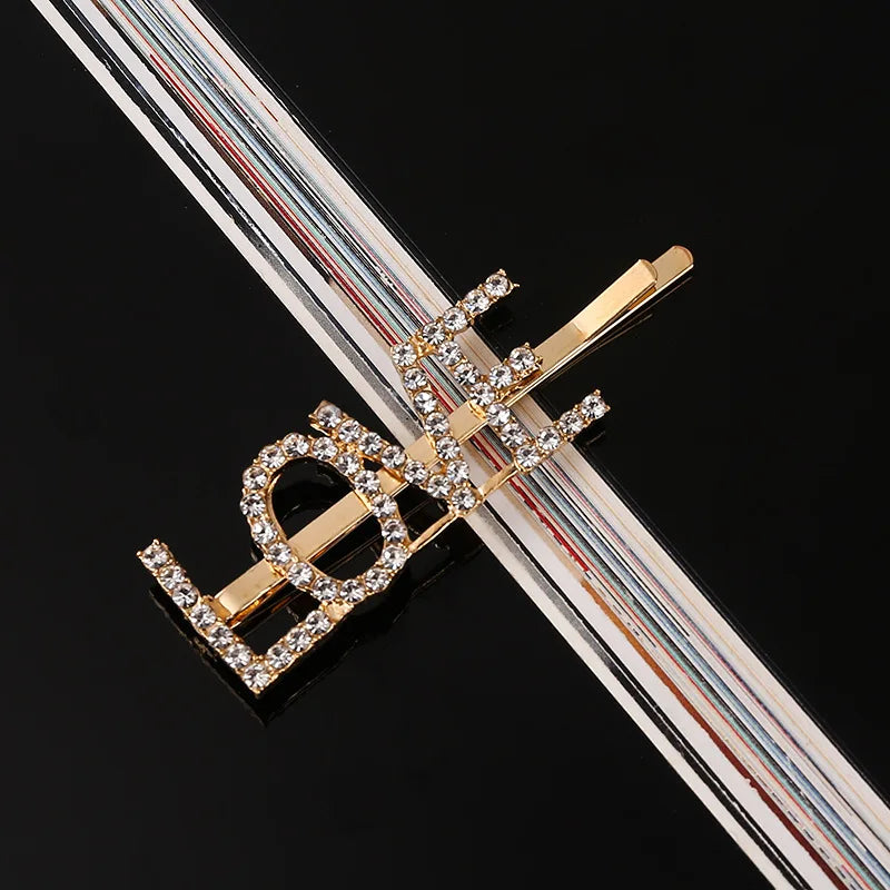 Fashion Rhinestone Letter Hair Clips