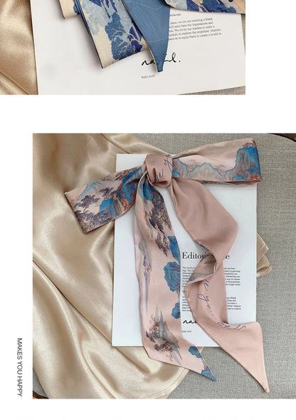 French Bow Tie Painting Silk Scarf