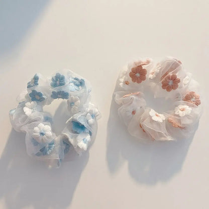 Fashion Floral Embroidered Elastic Scrunchie Hair Tie for Women