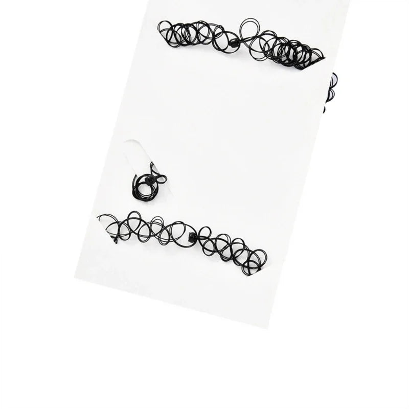 European & American Fashion Black Fishing Line Letter Tattoo Jewelry Set