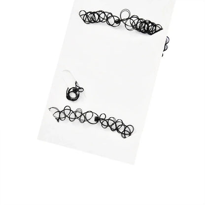 European & American Fashion Black Fishing Line Letter Tattoo Jewelry Set