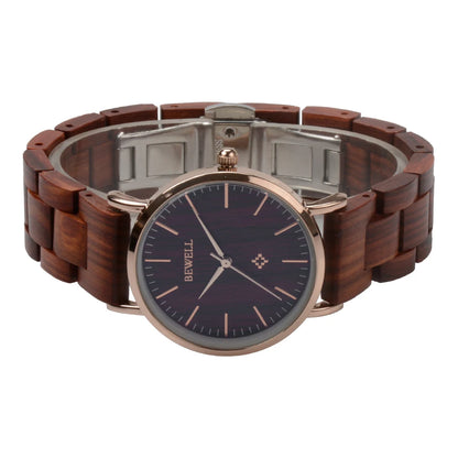 BEWELL 163AL Wooden Quartz Watch