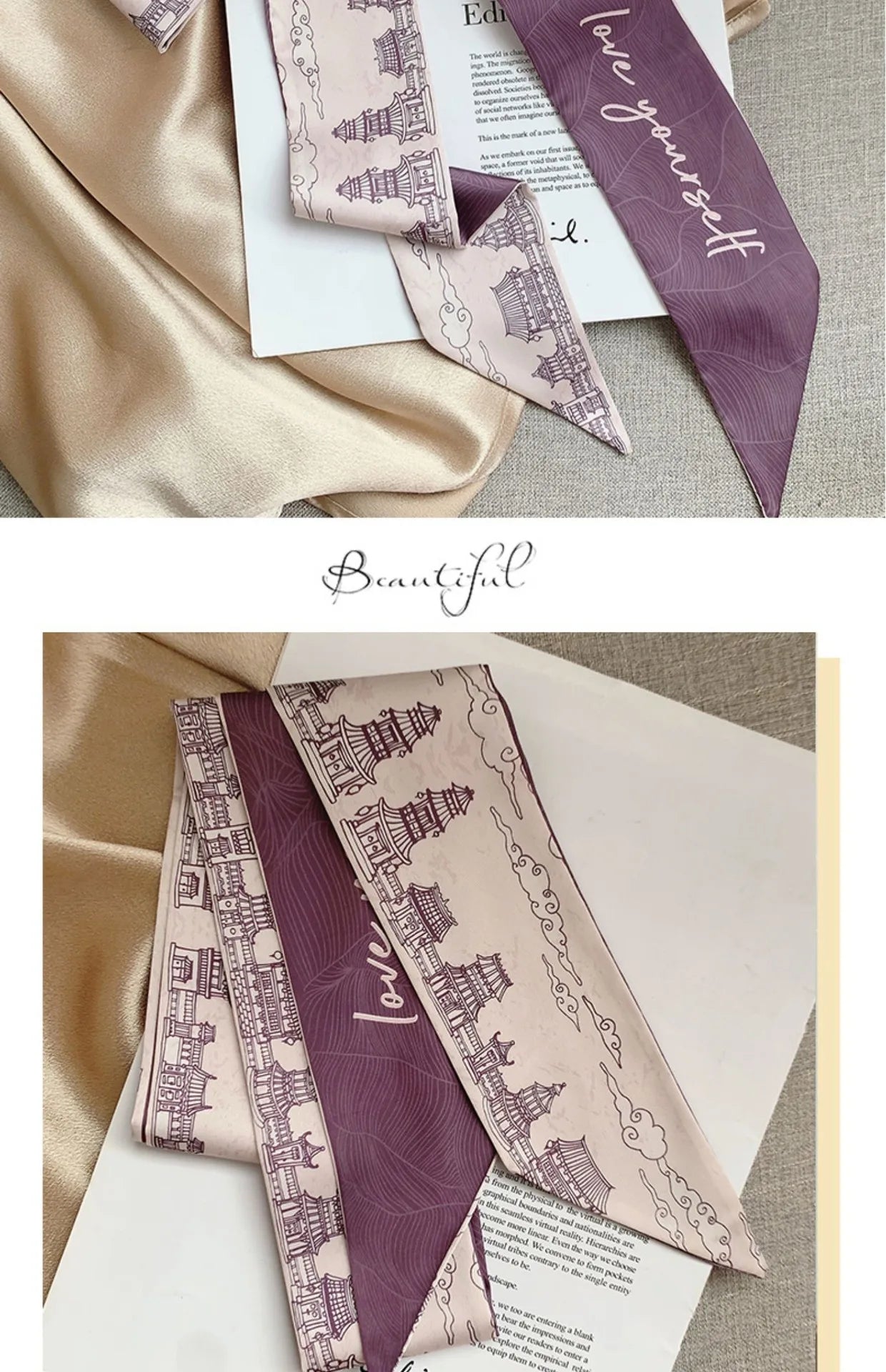 French Bow Tie Painting Silk Scarf