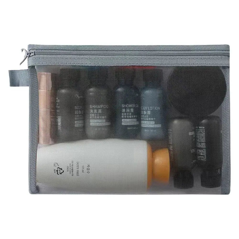 Large Capacity Mesh Cosmetic Bag with Zipper