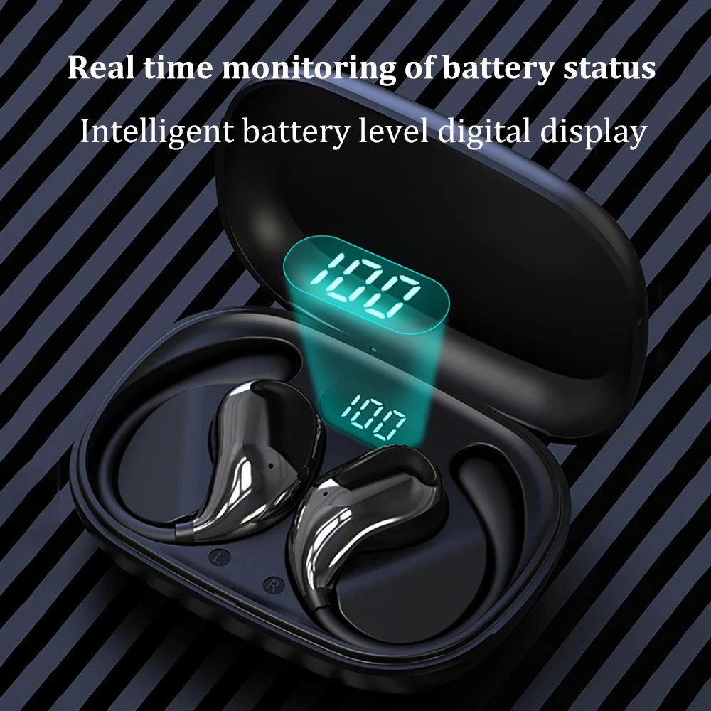 Bluetooth 5.4 Wireless Ear Hook Headphones with LED Display