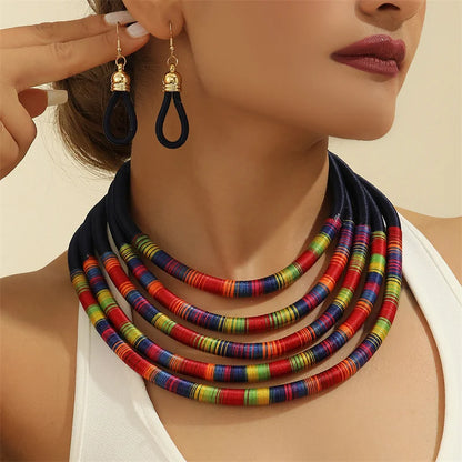 Trendy African Multi-Layer Woven Jewelry Set