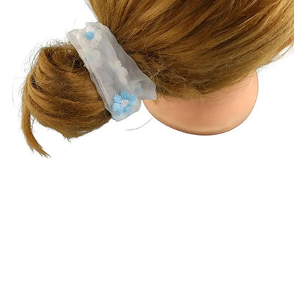 Fashion Floral Embroidered Elastic Scrunchie Hair Tie for Women