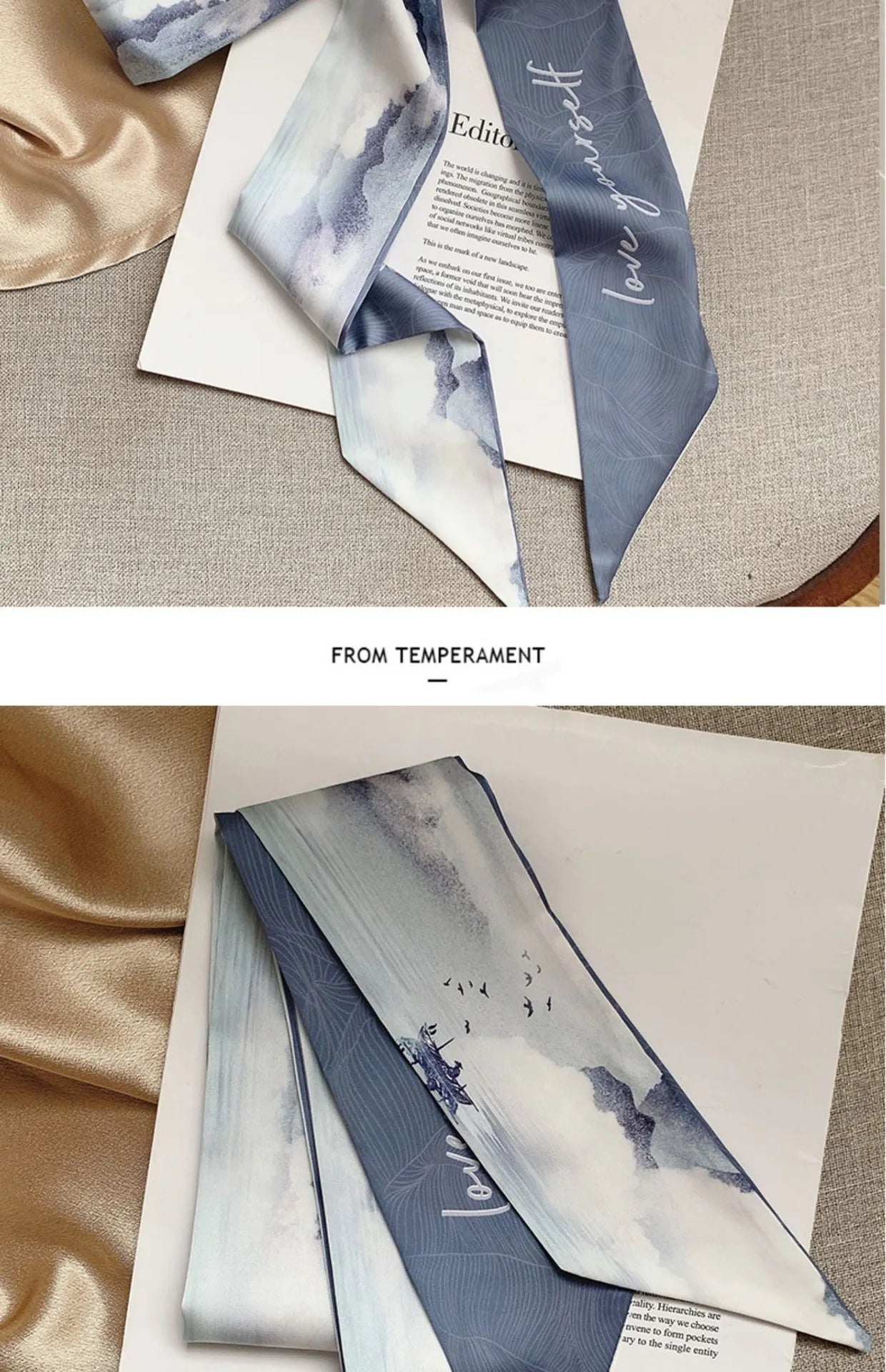 French Bow Tie Painting Silk Scarf