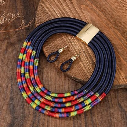 Trendy African Multi-Layer Woven Jewelry Set
