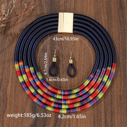 Trendy African Multi-Layer Woven Jewelry Set