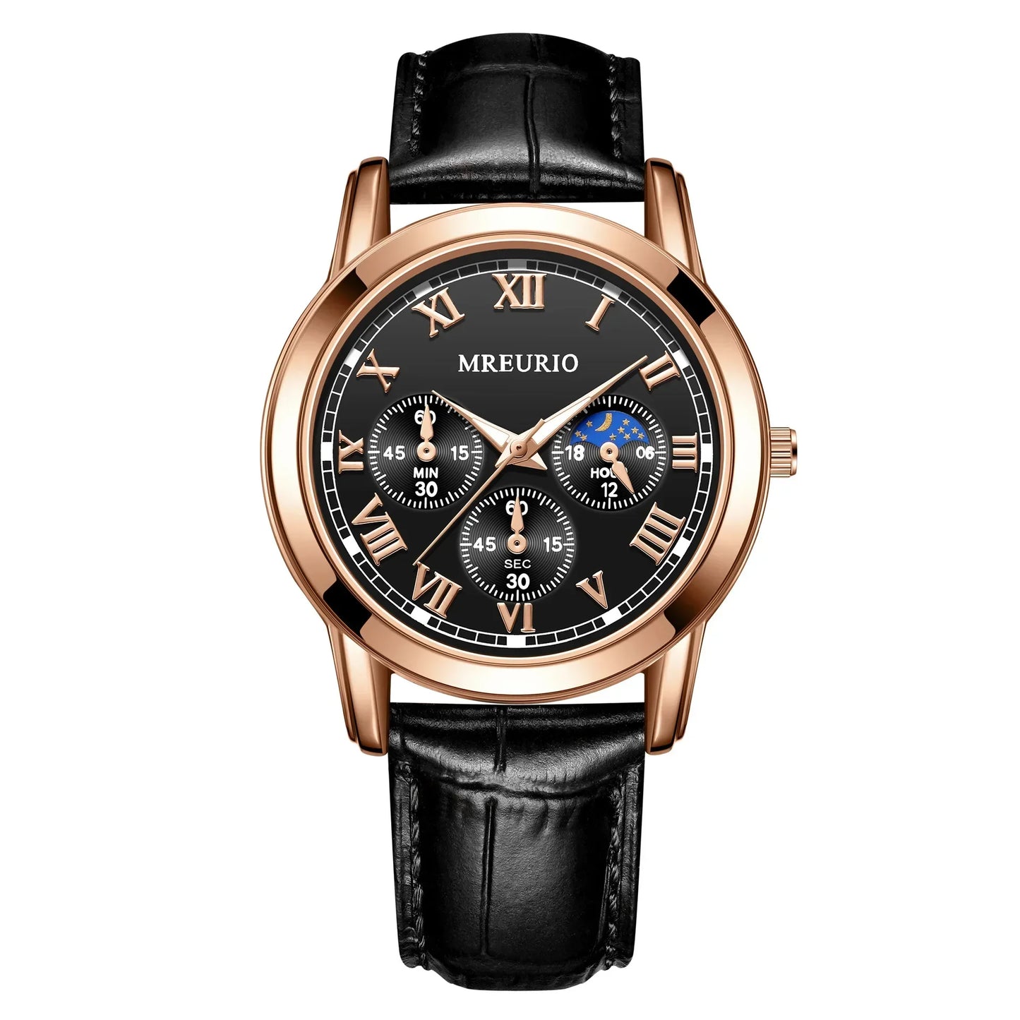 MOONBIFFY Leather Quartz Watch