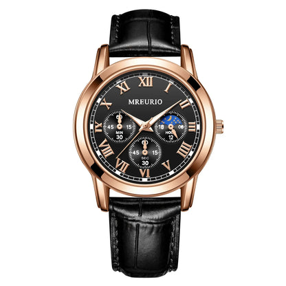 MOONBIFFY Leather Quartz Watch