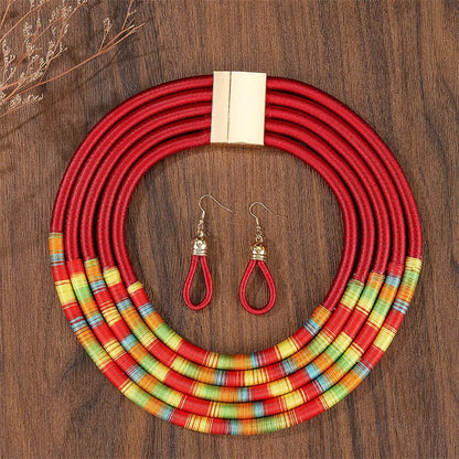 Trendy African Multi-Layer Woven Jewelry Set