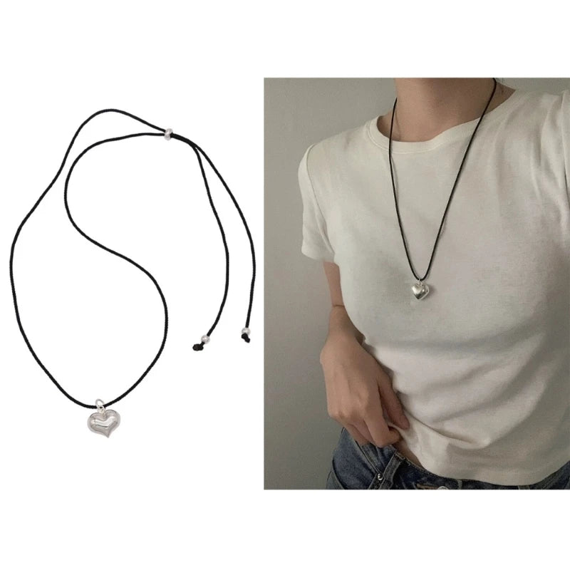 Black Rope Collarbone Chain for Women