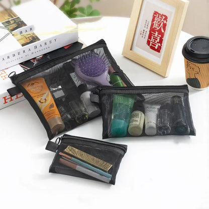 Large Capacity Mesh Cosmetic Bag with Zipper