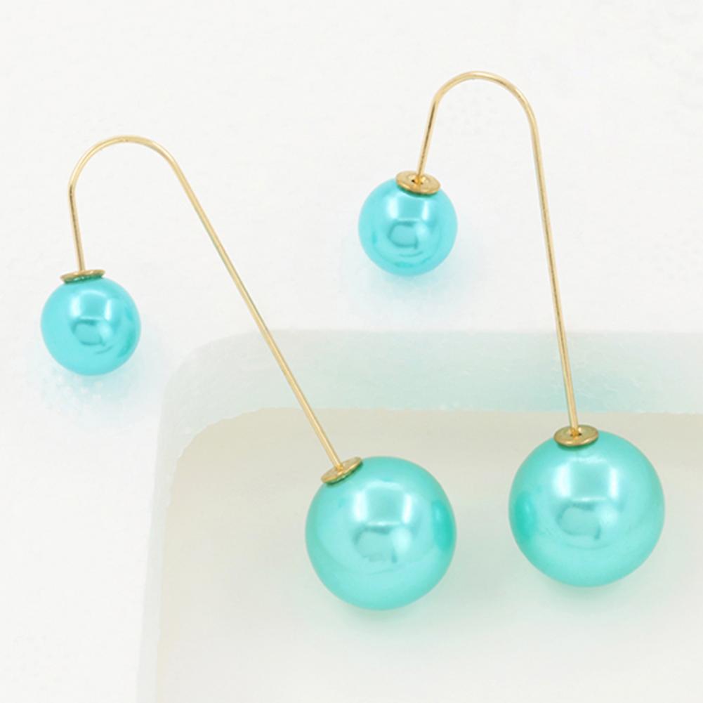 Elegant U-Shaped Double-Sided Faux Pearl Gold Plated Drop Earrings for Women