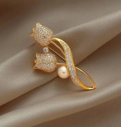 Crystal Dolphin Whale Brooch