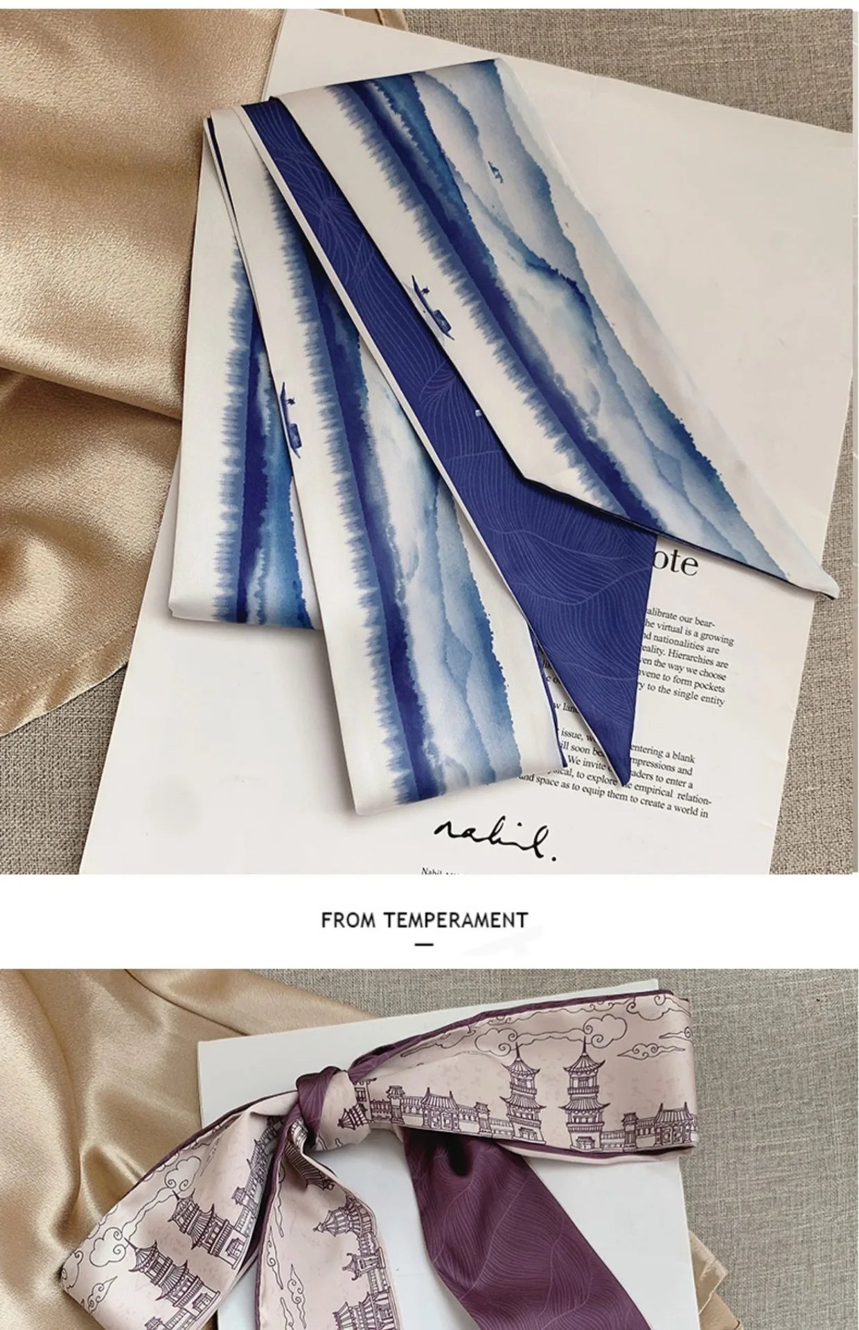 French Bow Tie Painting Silk Scarf