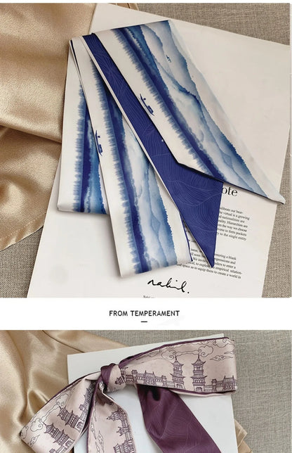 French Bow Tie Painting Silk Scarf