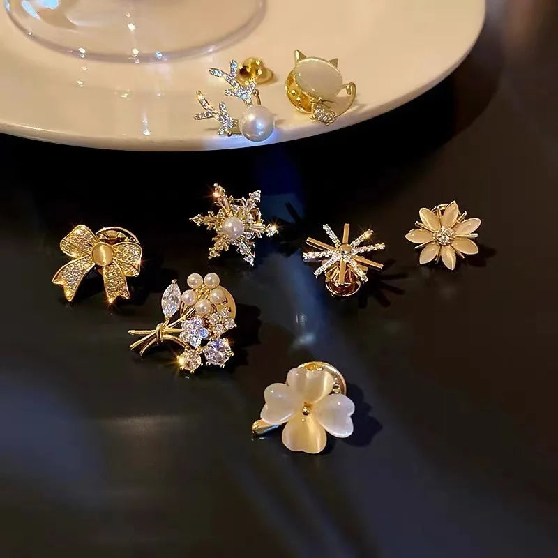 Fashion Flower & Bow Brooch Set