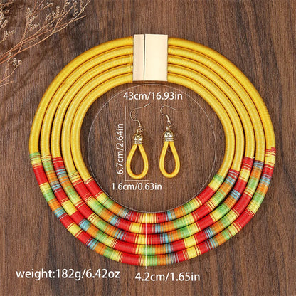 Trendy African Multi-Layer Woven Jewelry Set