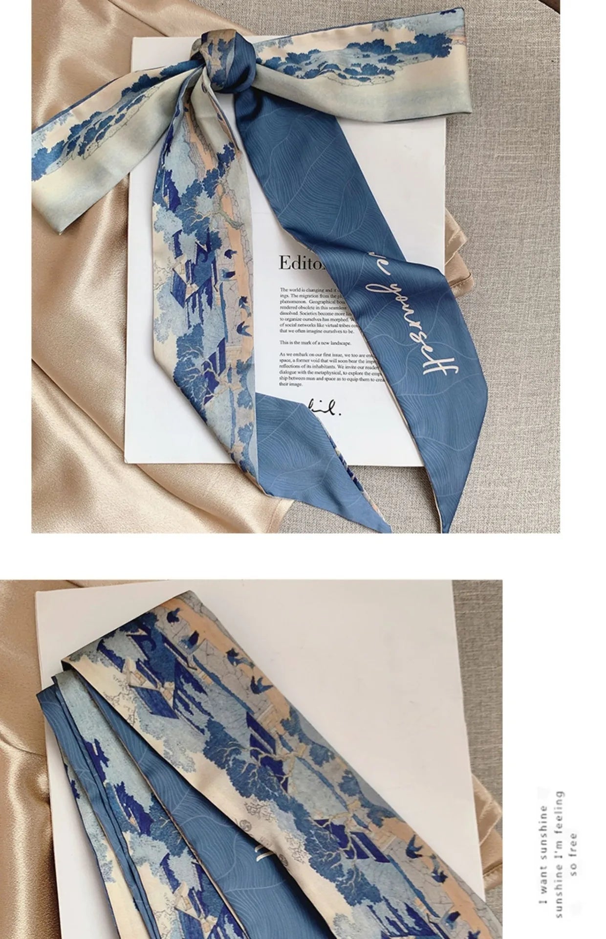 French Bow Tie Painting Silk Scarf