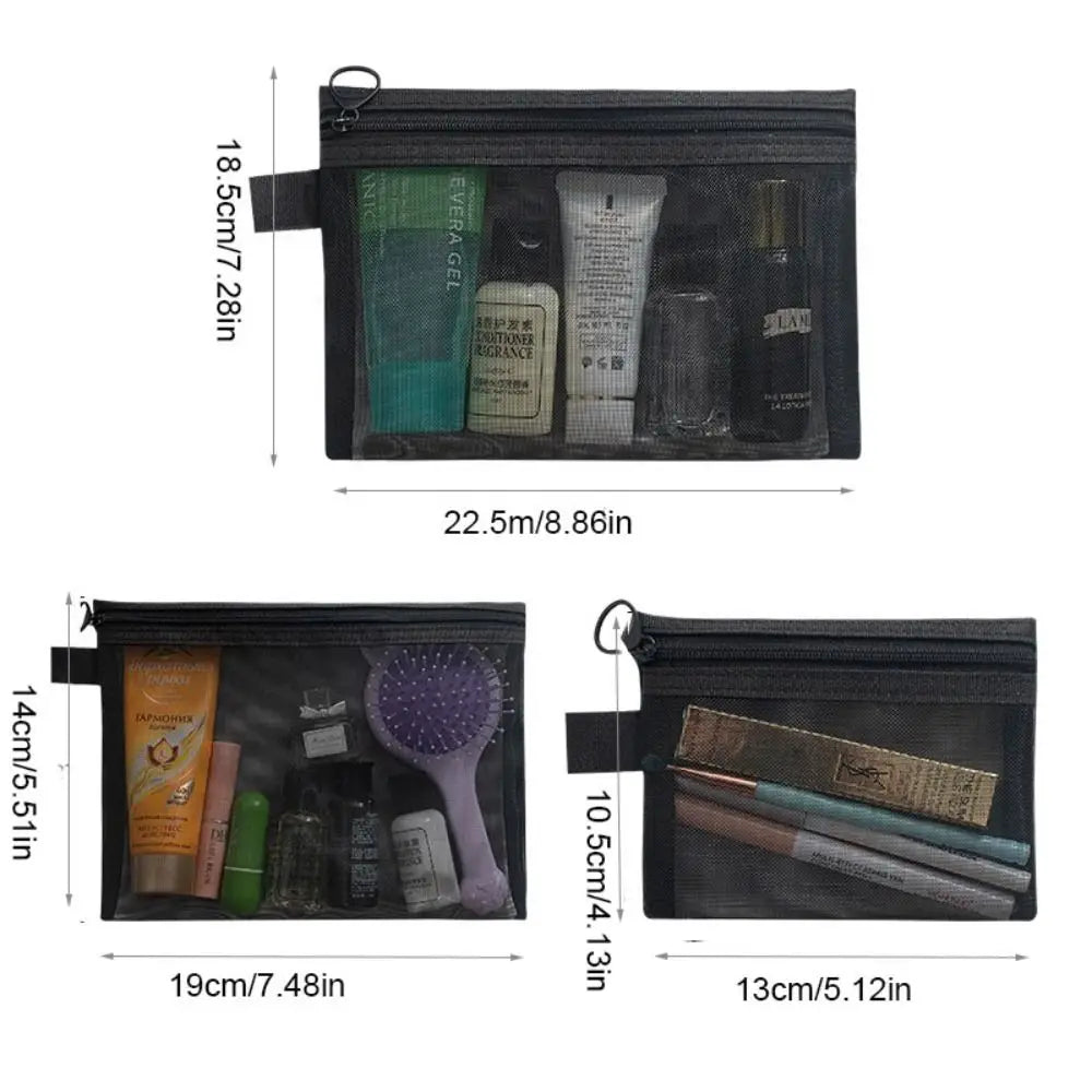Large Capacity Mesh Cosmetic Bag with Zipper