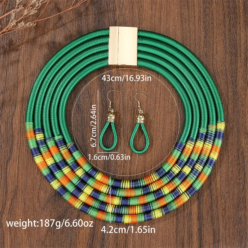 Trendy African Multi-Layer Woven Jewelry Set