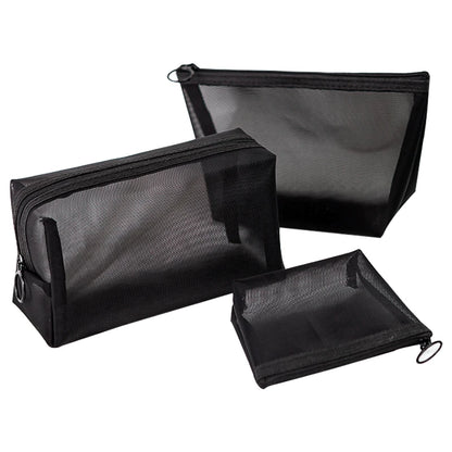 Transparent Heart Mesh Cosmetic Bag