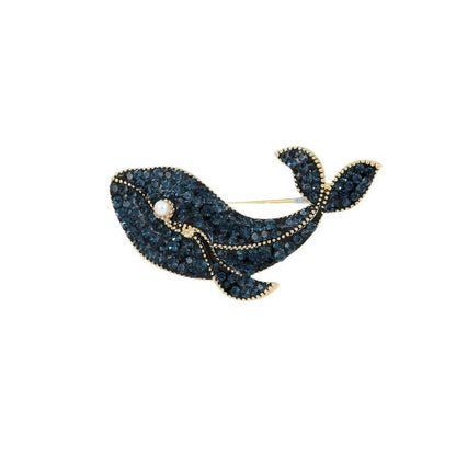 Crystal Dolphin Whale Brooch