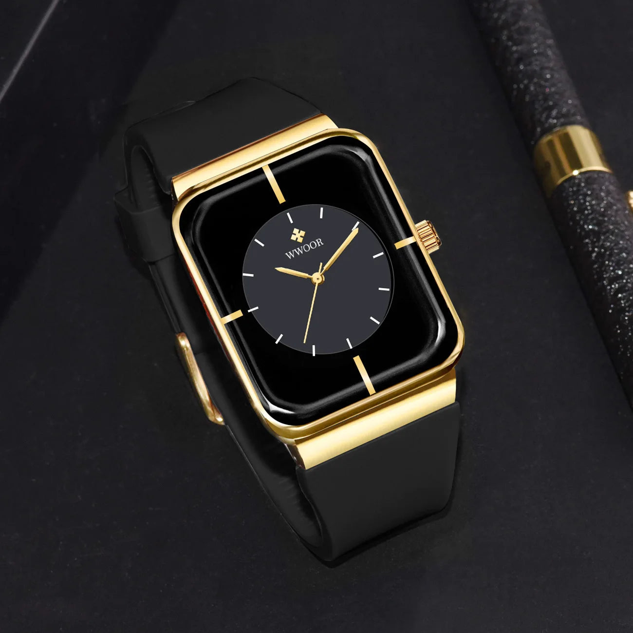 WWOOR Luxury Rectangle Silicone Watch