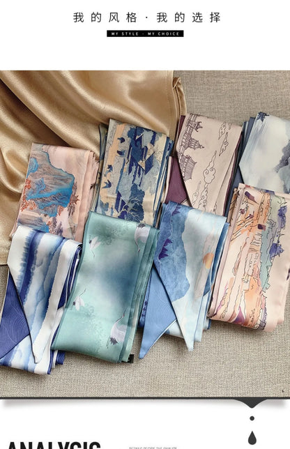 French Bow Tie Painting Silk Scarf
