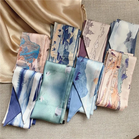 French Bow Tie Painting Silk Scarf