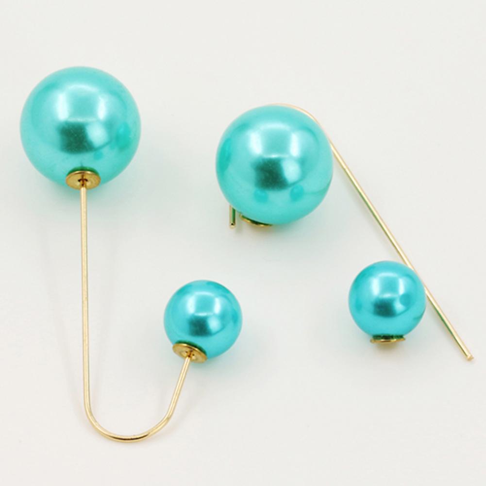 Elegant U-Shaped Double-Sided Faux Pearl Gold Plated Drop Earrings for Women