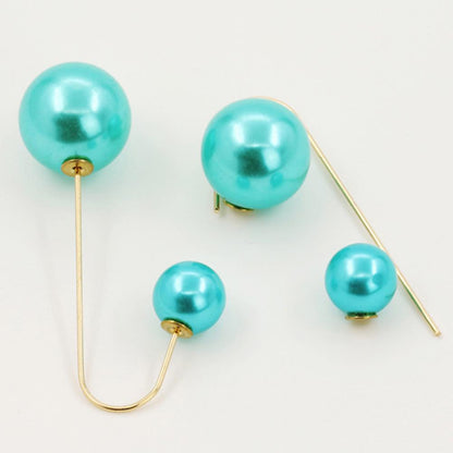 Elegant U-Shaped Double-Sided Faux Pearl Gold Plated Drop Earrings for Women