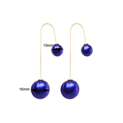 Elegant U-Shaped Double-Sided Faux Pearl Gold Plated Drop Earrings for Women
