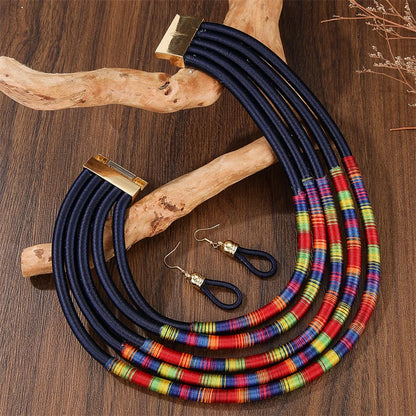 Trendy African Multi-Layer Woven Jewelry Set