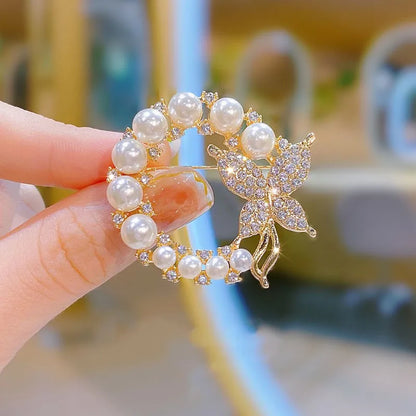 Crystal Dolphin Whale Brooch