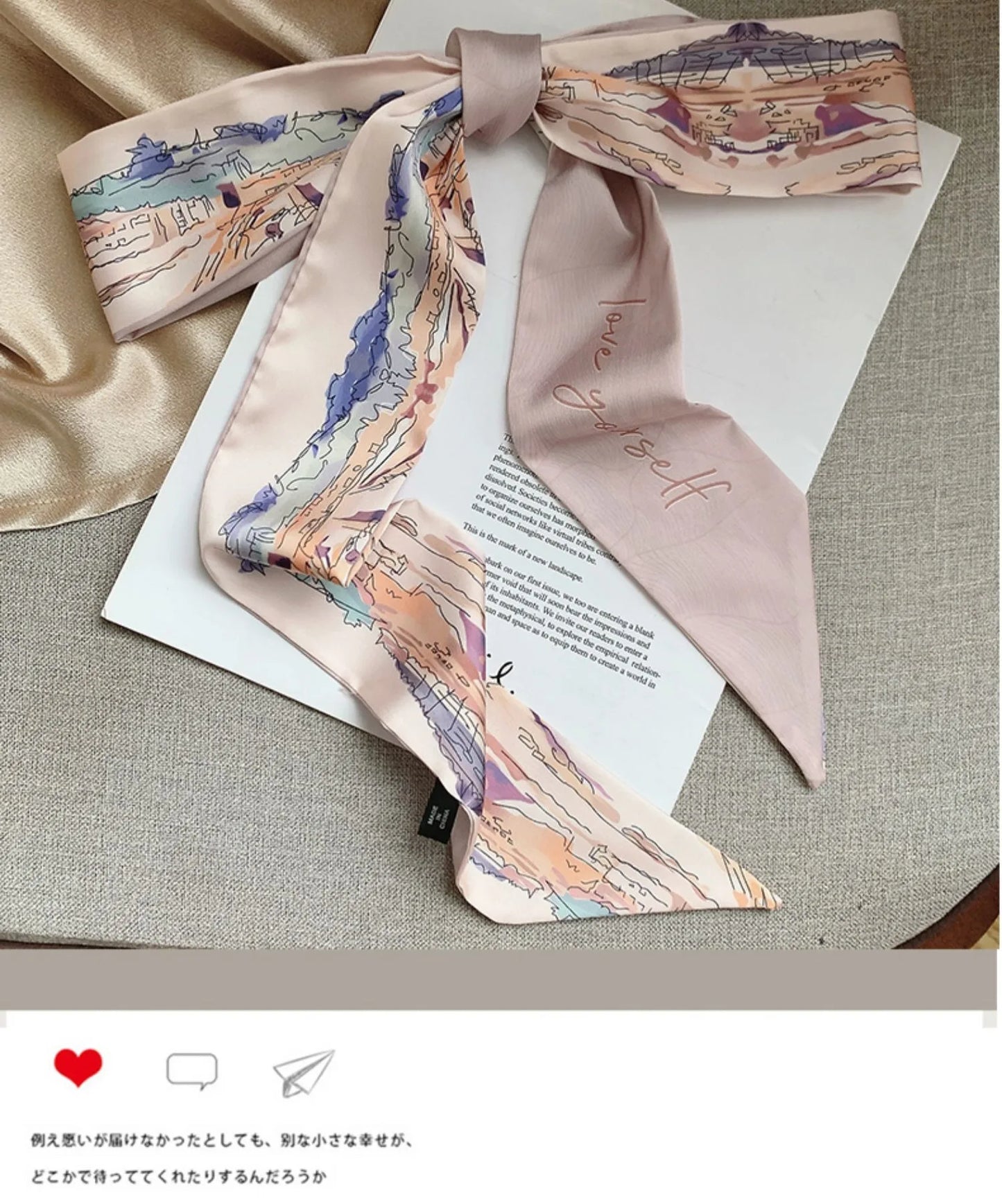 French Bow Tie Painting Silk Scarf