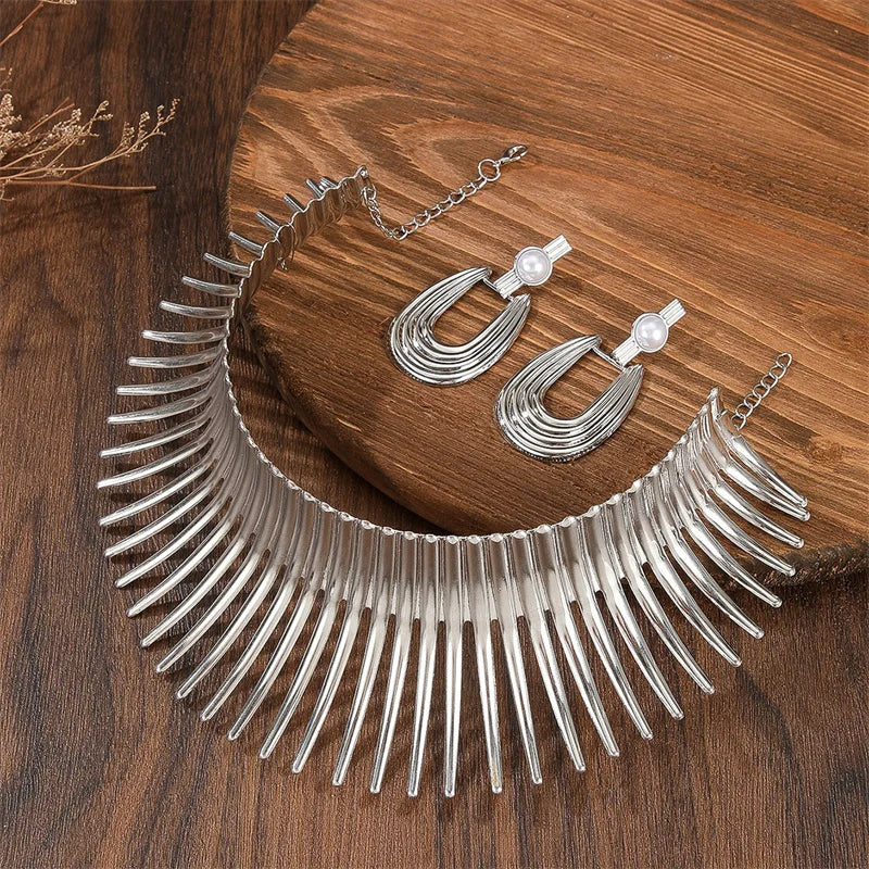 Bold Gold Choker & Earrings Set
