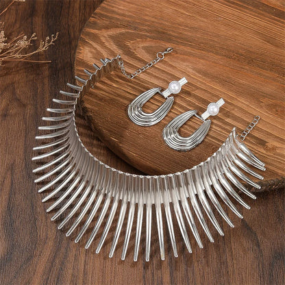 Bold Gold Choker & Earrings Set