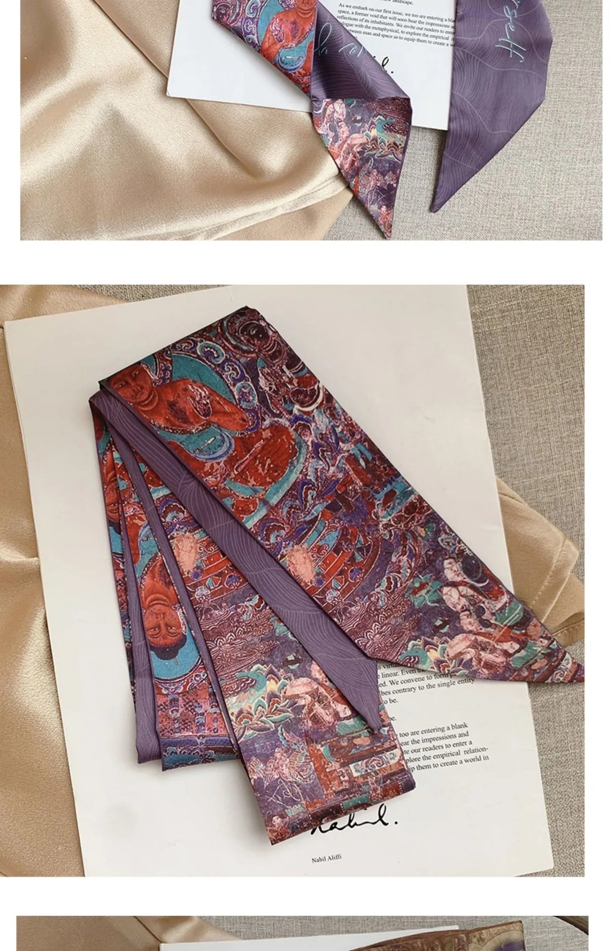 French Bow Tie Painting Silk Scarf